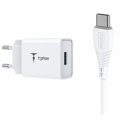 Зар.уст. 220V T-PHOX Mini 12W 2.4A + Type-C Cable 1.2m White