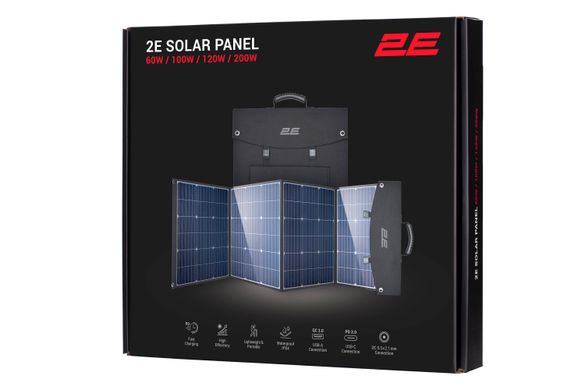 Портативна сонячна панель 2E 2E-LSFC-120 120 Вт зарядний пристрій, DC, USB-С PD18W, USB-A 24W