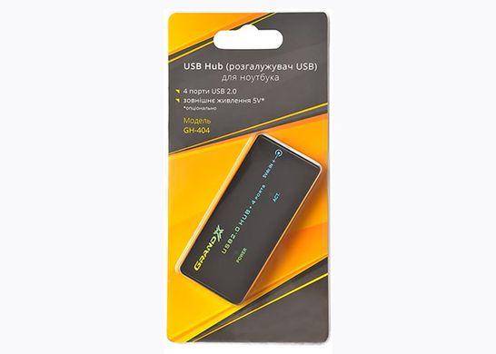 USB HUB Grand-X Slim Travel (GH-404) 480Mb/c