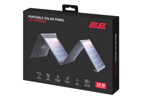 Портативна сонячна панель 2E 2E-PSP0020 22Вт 2USB-A 5V 2.4A