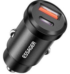 Зар.уст. авто Essager Gyroscope Mini Charger USB + Type-C 45W Black (ECCAC45-TL01-Z)