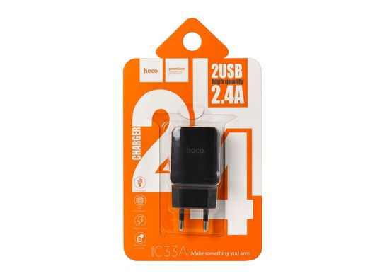 Зар.уст. 220V Hoco C33A Little Superior 2.4A USB Black