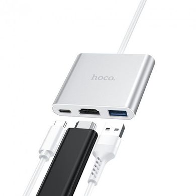 USB HUB HOCO HB14 Type-C-to-USB3.0 (HDMI PD 3A 67W) White