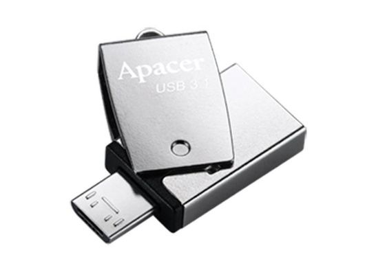 Apacer 16 GB AH750 Silver USB 3.1 OTG (AP16GAH750S-1)