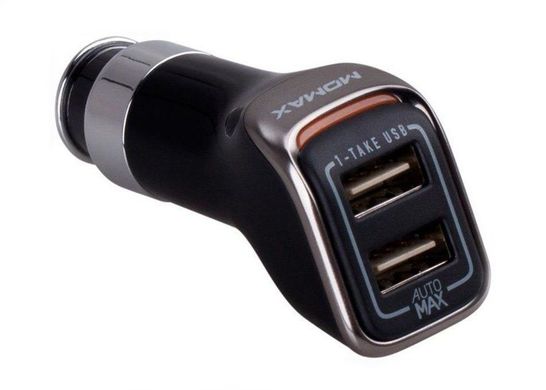 Зар.уст. авто Momax Top Car Charger-Dual USB 4.8A Black UC2D