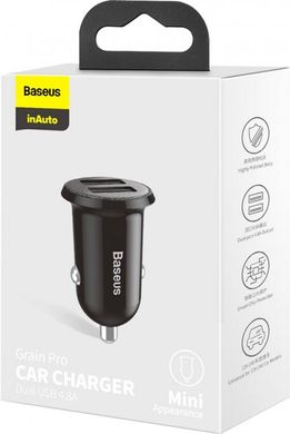 Зар.уст. авто Baseus Grain Pro Dual USB 4.8A CCALLP-01 Black