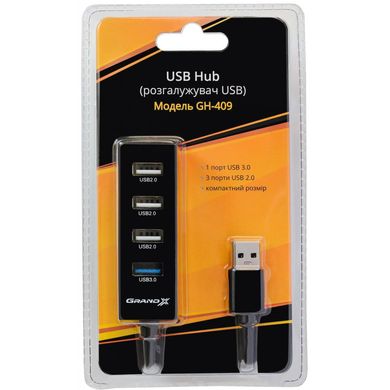 USB HUB Grand-X Travel USB 3.0+3хUSB 2.0 GH-409