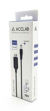 Кабель питания для Wi-Fi роутеров ACCLAB USB to DC, 5,5х2,5 мм, 12V, 1A Black