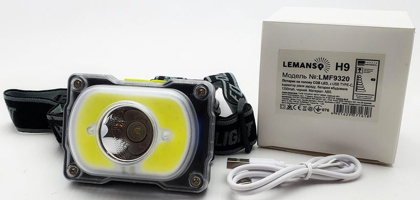 Ліхтарик LEMANSO LMF9320 USB TYPE-C на голову