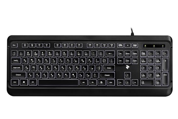 Клавиатура 2E KS120 White Backlight USB Black (2E-KS120UB)